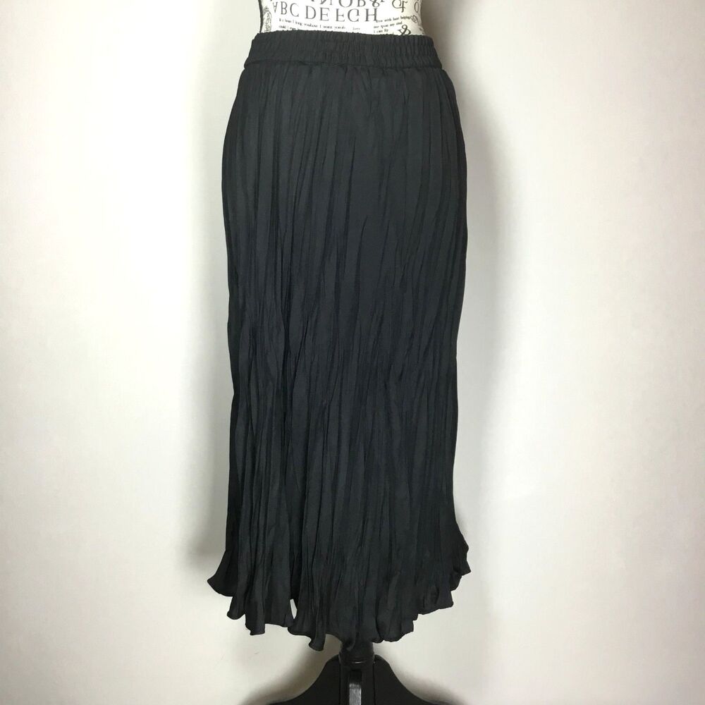 Black crinkle maxi skirt witchy hippie boho beachy waist 34" L
